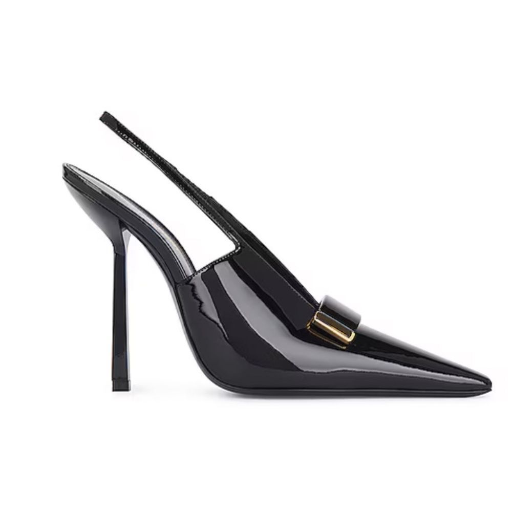 NWT Saint Laurent Black slingback pumps patent leather Black Gold Size 39.5